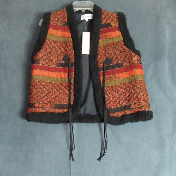Anage Jackets & Blazers - Vintage Anage Vest Womens Medium Wool Fur Lined Southwestern Aztec Hipster 90s